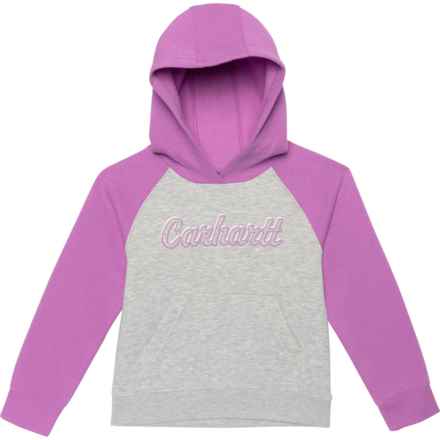 Carhartt Little Girls CA7053 Logo Raglan Hoodie in Orchid