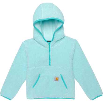 Carhartt Little Girls CA7058 Zip Neck Fleece Hoodie in Aqua