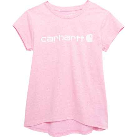 Carhartt Little Girls CA9872 Core Logo T-Shirt - Short Sleeve in Med Pink