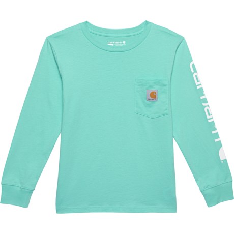 Carhartt Little Girls CA9944 Pocket T-Shirt - Long Sleeve in Cockatoo
