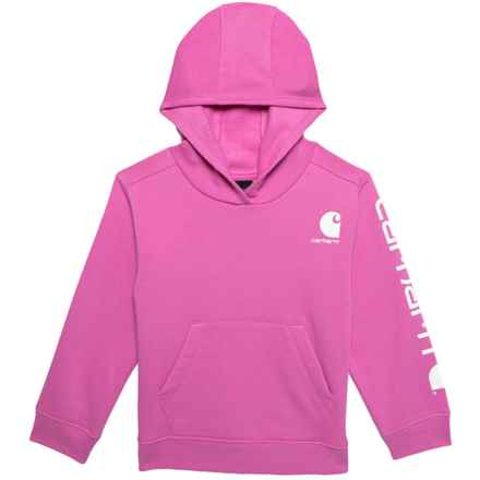 Carhartt Little Girls CA9949 Fleece Hoodie in Super Pink