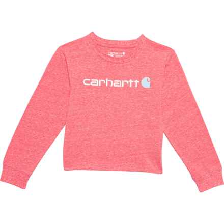 Carhartt Little Girls CA9978 Core Logo Shirt - Long Sleeve in Dubarry Snow Htr