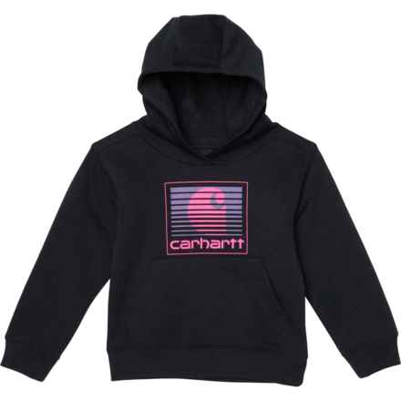 Carhartt Little Girls CA9985 Graphic Hoodie in Caviar Black