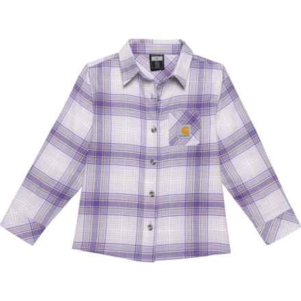 Carhartt Little Girls CE915 Pocket Flannel Shirt - Long Sleeve in Orchid Petal