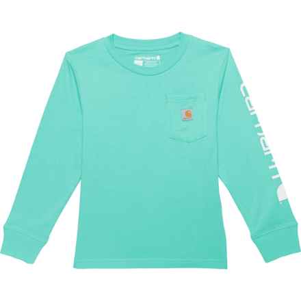 Carhartt Little Girls Pocket T-Shirt - Long Sleeve in Cockatoo