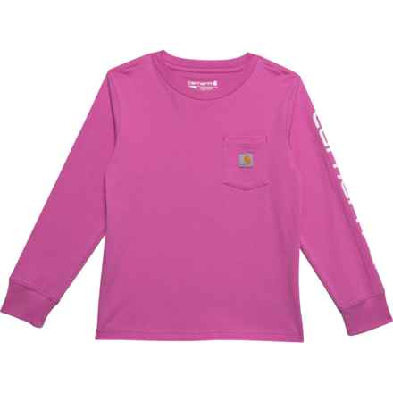 Carhartt Little Girls Pocket T-Shirt - Long Sleeve in Super Pink