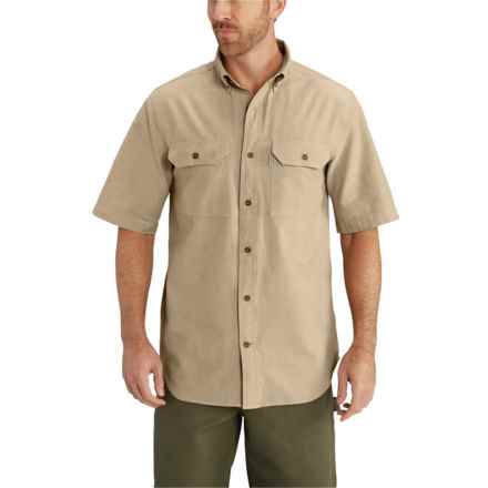 Carhartt S200 Tall Cotton Chambray Shirt - Short Sleeve in Dark Tan Chambray
