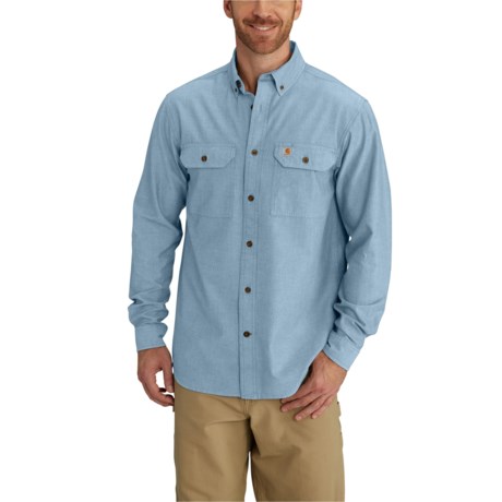 Carhartt S202 Relaxed Fit Midweight Chambray Shirt - Long Sleeve in Blue Chambray