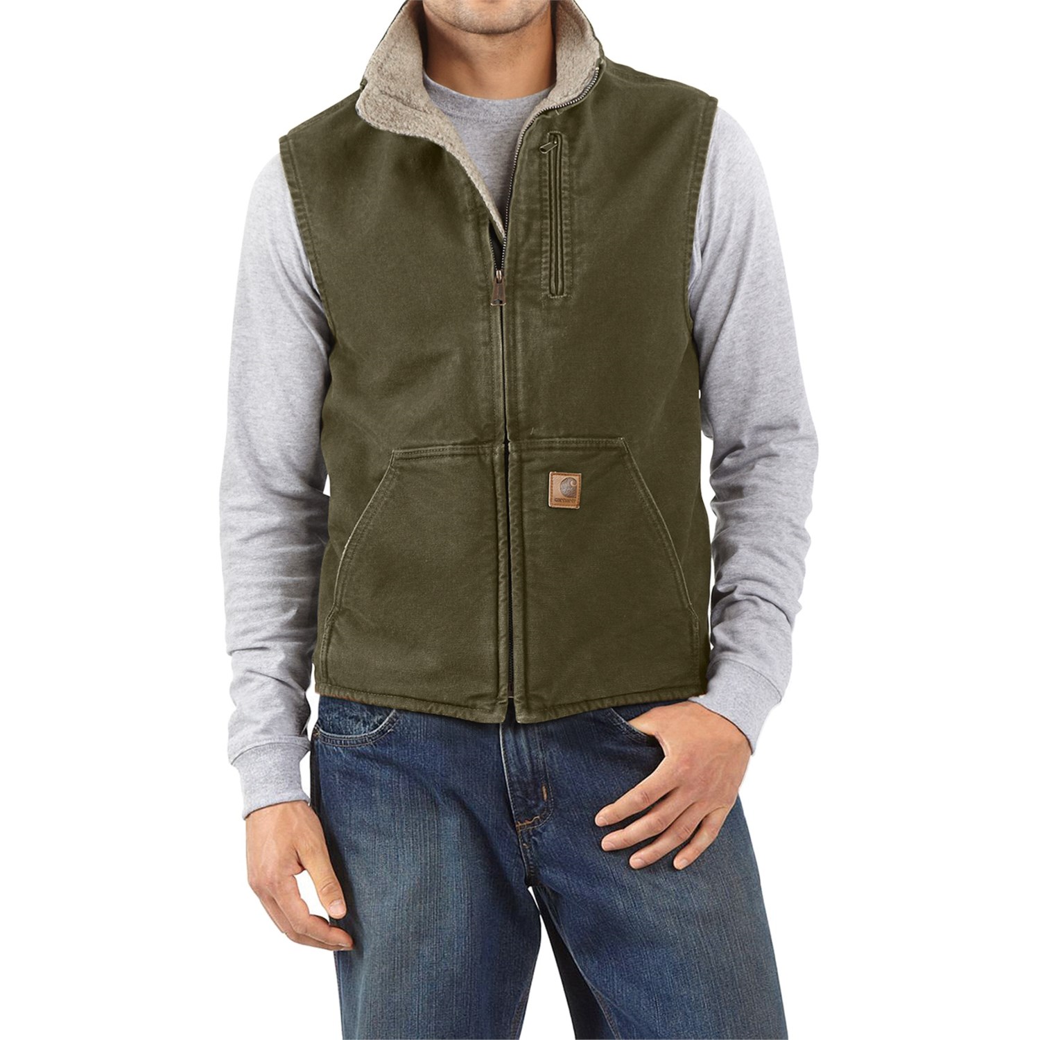 Carhartt Sandstone Mock Neck Vest - Sherpa Lining (For Tall Men) in ...