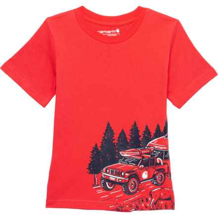 Carhartt Toddler Boys CA6407 Camping Wrap T-Shirt - Short Sleeve in Dark Red