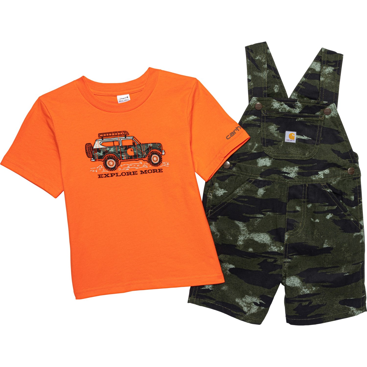 Carhartt Toddler Boys CG8853 Graphic T-Shirt and Canvas Shortalls Set ...