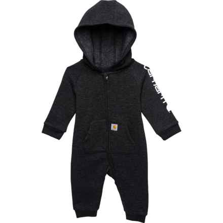 Carhartt Toddler Boys CM8733 Fleece Hooded Coveralls - Zip Front, Long Sleeve in Black Heather