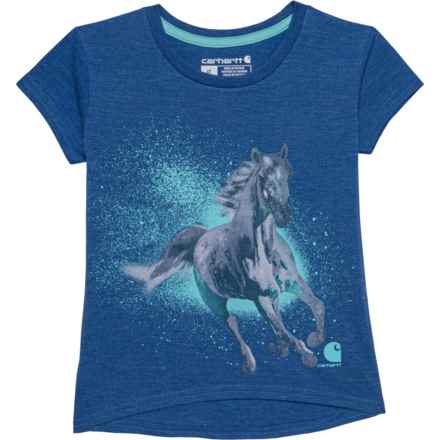 Carhartt Toddler Girls CA9860 Running Horse T-Shirt - Short Sleeve in Blue Htr