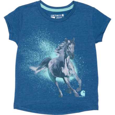 Carhartt Toddler Girls CA9860 Running Horse T-Shirt - Short Sleeve in Blue Htr