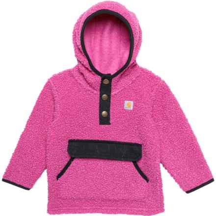 Carhartt Toddler Girls CA9913 Sherpa Fleece Hoodie - Snap Neck in Dark Pink