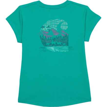 Carhartt Toddler Girls CA9932 Deer Mountain T-Shirt - Short Sleeve in Turquoise/Aqua