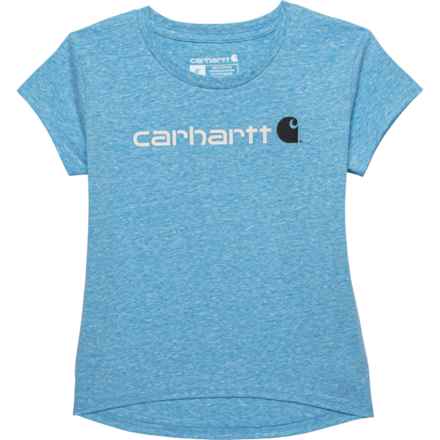Carhartt Toddler Girls CA9945 Core Logo T-Shirt - Short Sleeve in Blue Snow Heather