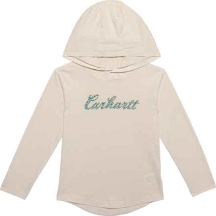 Carhartt Toddler Girls CA9981 Cursive Logo Hooded Shirt - Long Sleeve in Malt