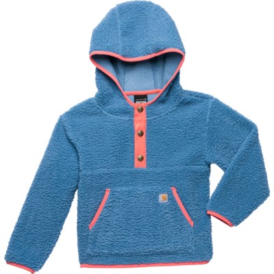 Carhartt Toddler Girls CA9987 Hooded Fleece Sweatshirt Snap Neck