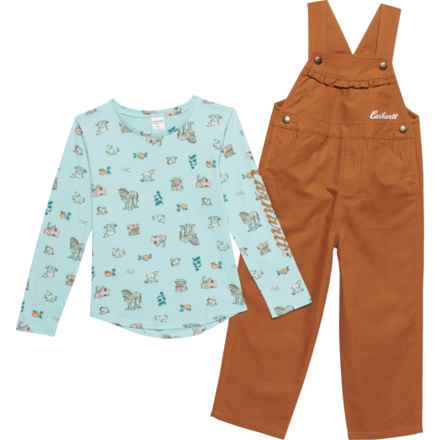 Carhartt Toddler Girls CG98 Shirt and Overalls Set - Long Sleeve in Carhartt Brown