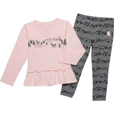 Carhartt Toddler Girls CG9812 Horse Stripe T-Shirt and Print Leggings ...