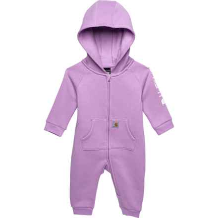 Carhartt Toddler Girls CM9726 Fleece Hooded Coveralls - Zip Front, Long Sleeve in Lupine Heather
