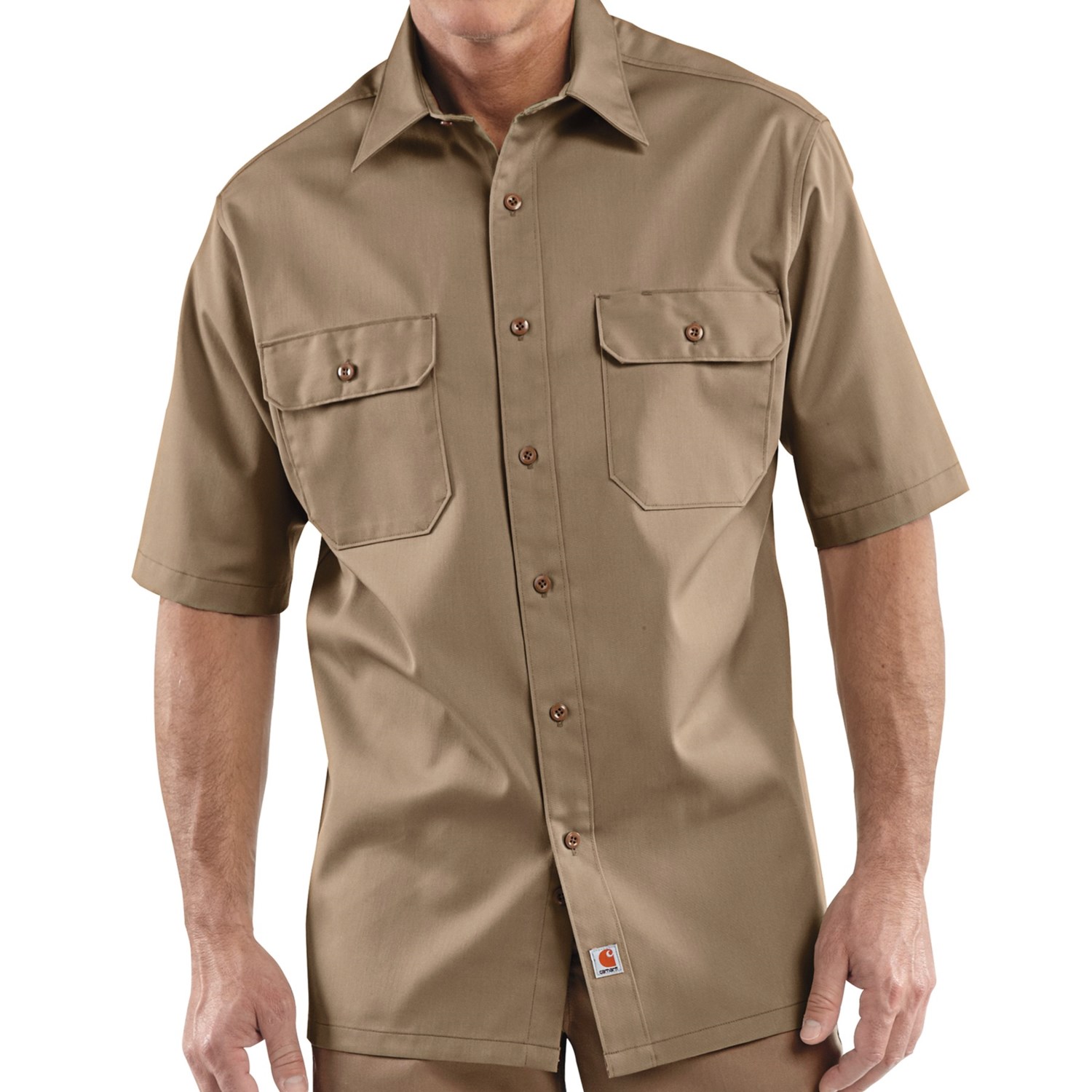Carhartt Twill Work Shirt   Short Sleeve (For Men) in Khaki