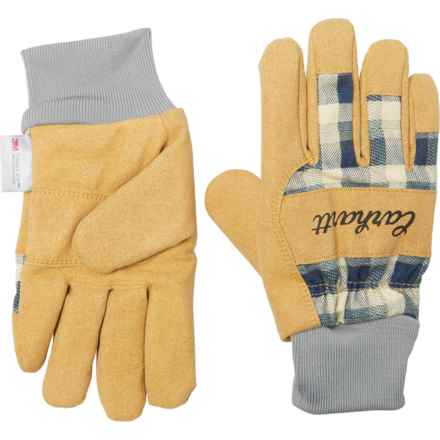 Carhartt WA685 Duck Knit Rib Cuff Work Gloves - Insulated in Navy Plaid