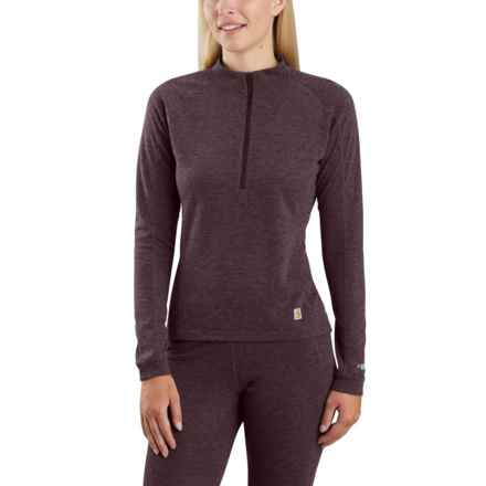 Carhartt WBL133 Force® Midweight Poly-Wool Base Layer Top - Zip Neck, Long Sleeve in Dpwhtr