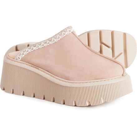 CARLO PERA Made in Italy Platform Wedge Clogs - Suede (For Women) in Beige