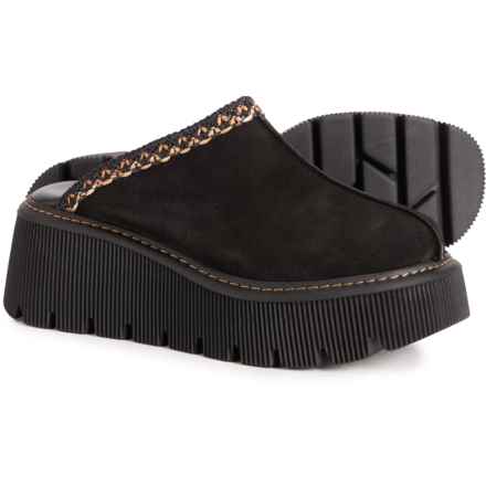 CARLO PERA Made in Italy Platform Wedge Clogs - Suede (For Women) in Black