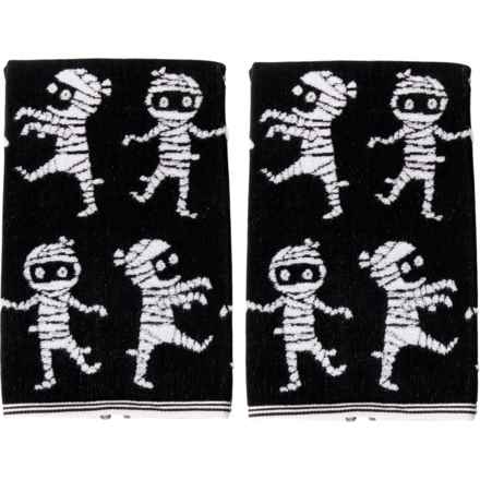 Caro Home Mummy Yarn-Dyed Jacquard Hand Towels - 2-Pack, 500 gsm, Black in Black