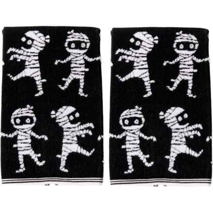 Caro Home Mummy Yarn-Dyed Jacquard Hand Towels - 500 gsm, 2-Pack, 16x28”, Black-White in Black/White