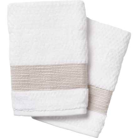 Caro Home Spa Simply Linen Striped Fingertip Towels - 2-Pack, 550 gsm, 12x18”, White in White Stripe