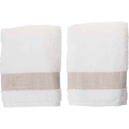 Caro Home Spa Simply Linen Striped Hand Towels - 550 gsm, 2-Pack, 18x28”, White in White Stripe