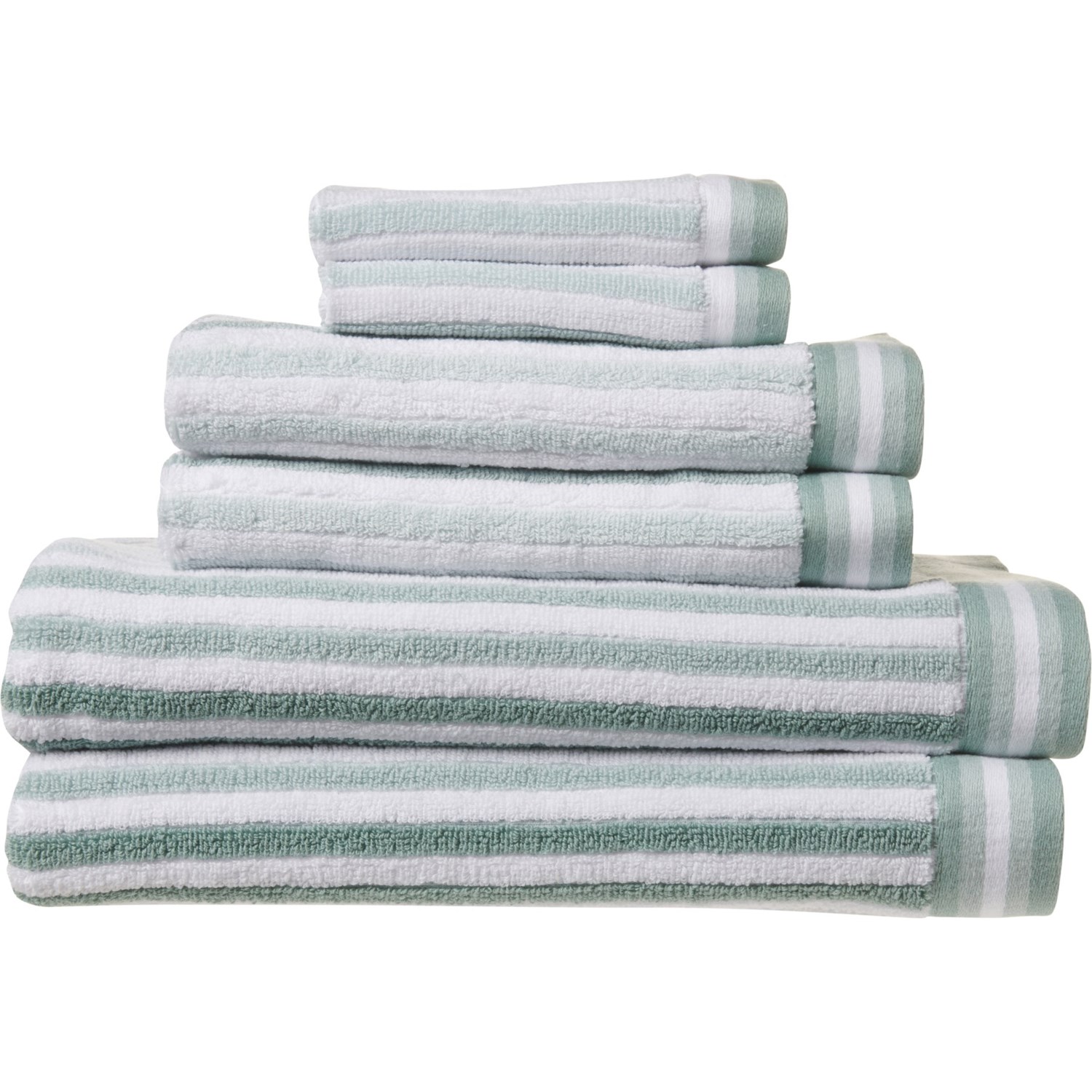 Caro Home YarnDyed Striped Dobby Towel Set 6Piece, Mineral Save 50