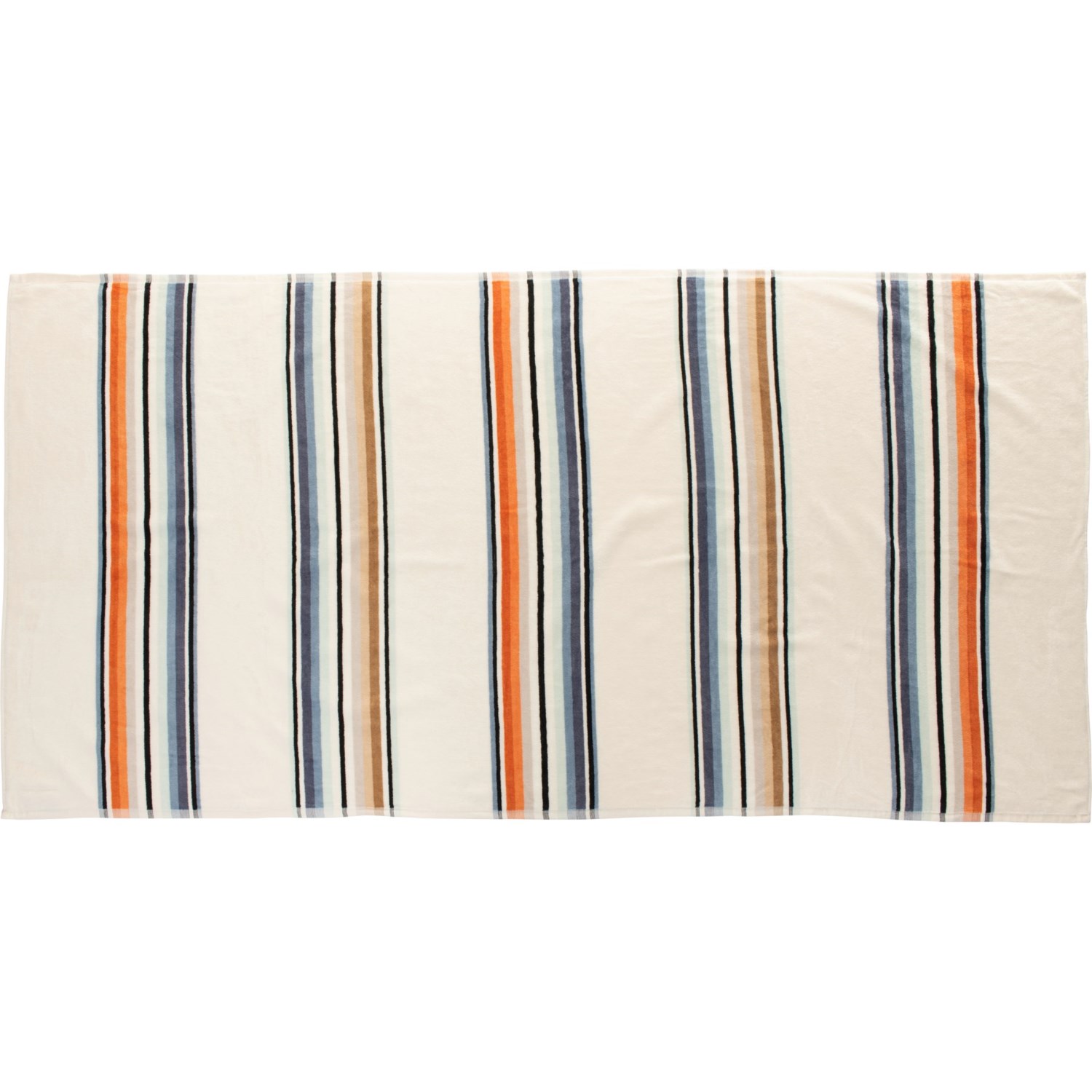 Caro Home YarnDyed Velour Beach Towel 440 gsm, 36x68”, Ivory Striped