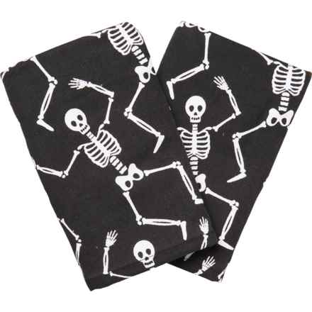 Casaba Dancing Bones Hand Towels - 425 gsm, 2-Piece, 16x28”, Black in Black