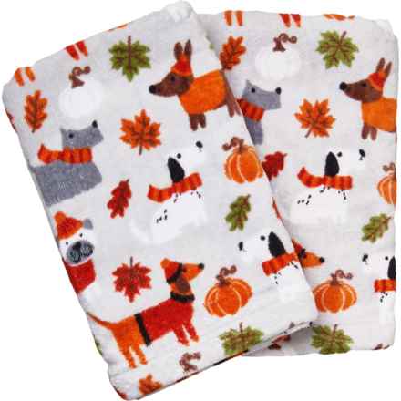 Casaba Pumpkin Pickin Pups Hand Towels - 2-Pack, 500 gsm, 16x28”, Grey-Rust in Grey/Rust