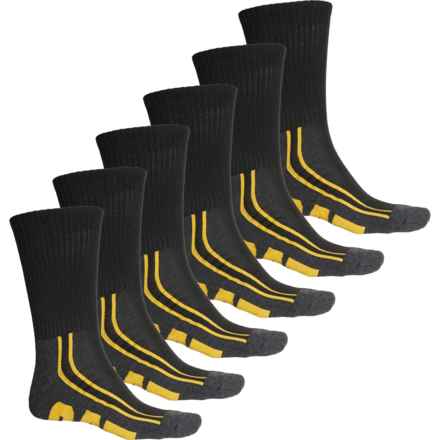 Caterpillar Oversized Logo Half-Cushion Socks - 6-Pack, Crew (For Men) in Black