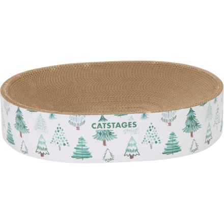 CATSTAGES Holiday Oval Cat Scratcher - 16.75x13x3.5" in Green