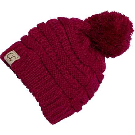 C.C. Pompom Winter Hat (For Big and Little Girls) in Hot Pink - Closeouts