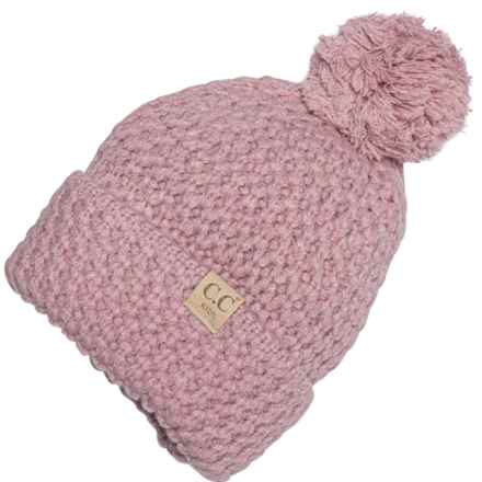 C.C. Pompom Winter Hat (For Big and Little Girls) in Lavender Rose - Closeouts