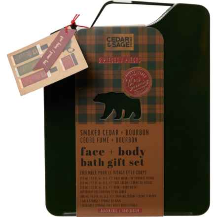 CEDAR & SAGE Smoked Cedar and Bourbon Face and Body Bath Gift Set - 6-Piece in Multi