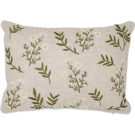 CELERIE KEMBLE Embroidered Wild Flowers Throw Pillow - 14x20” in Natural