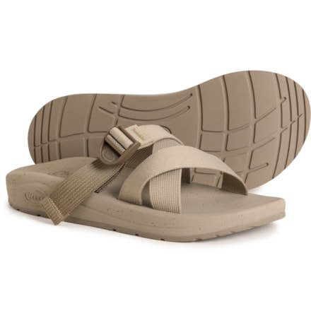 CHACO CushZ Brown Leather & Webbed Straps Mens Sandals Slides size 13 Like New Mens Chaco CushZ Sandals Shoe main image 2