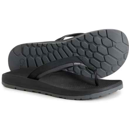 Chaco Lowdown Flip-Flops - Leather (For Men) in Black