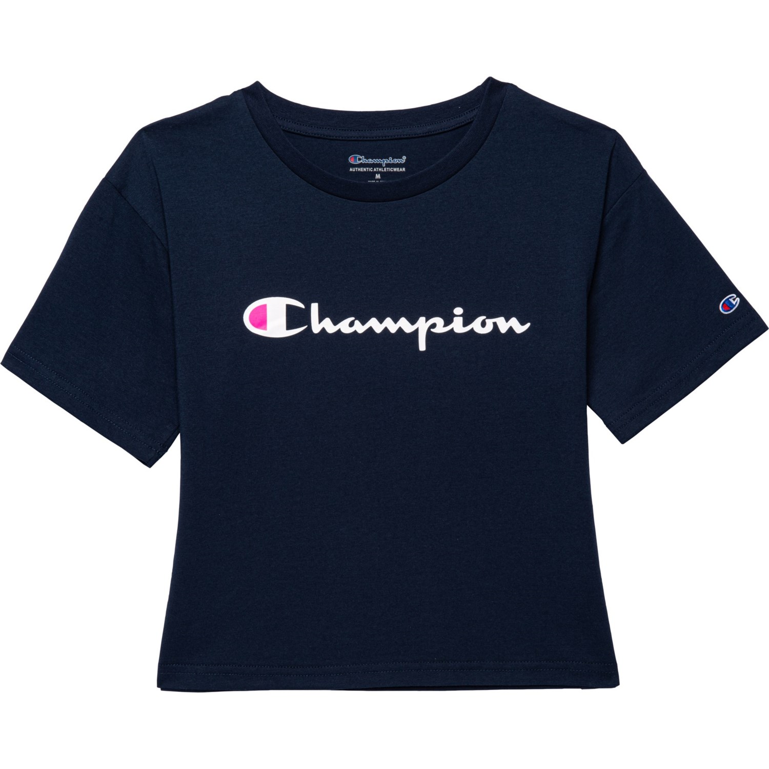 Champion Big Girls Classic Script Boxy T-Shirt - Short Sleeve