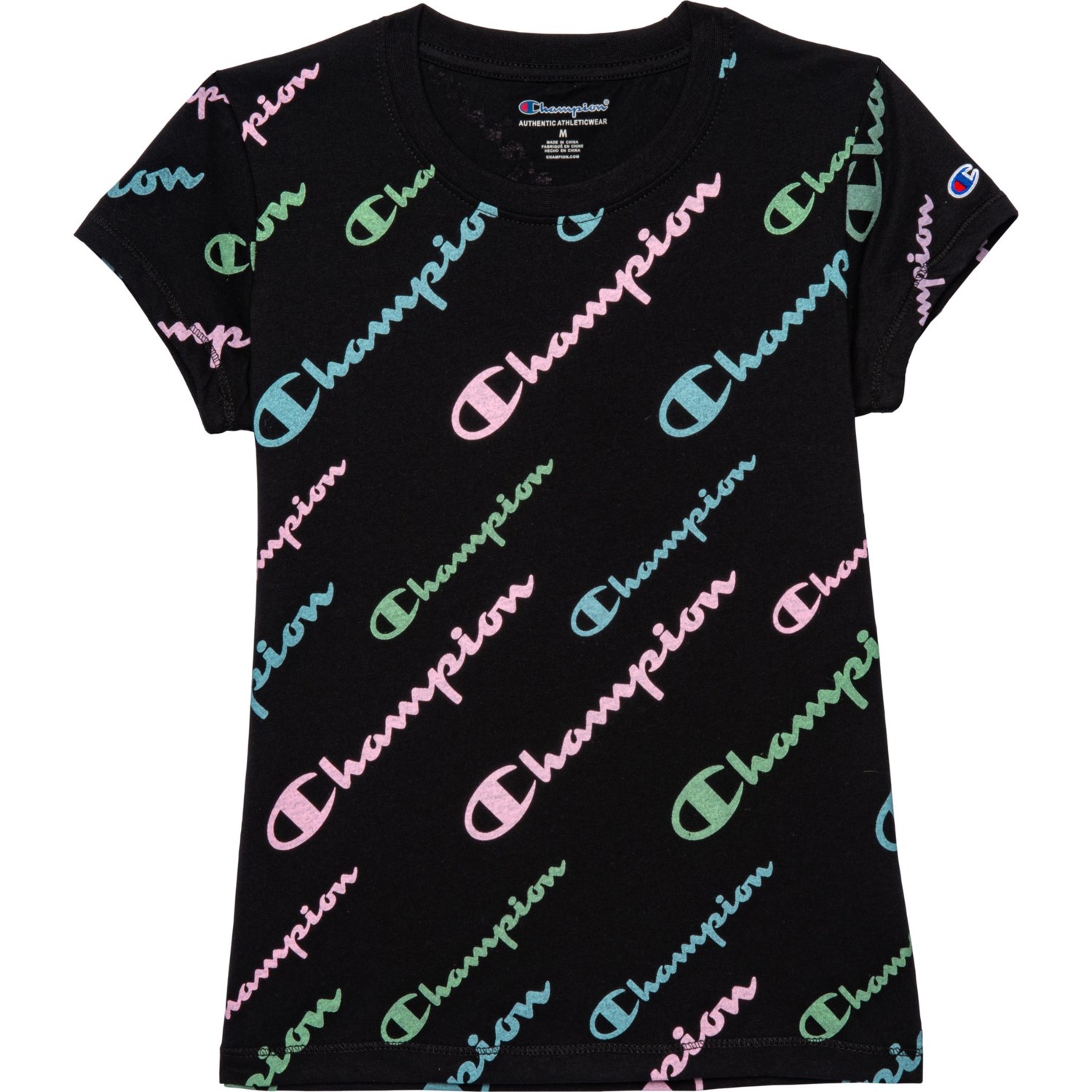 Champion Big Girls Diagonal Script T-Shirt - Short Sleeve