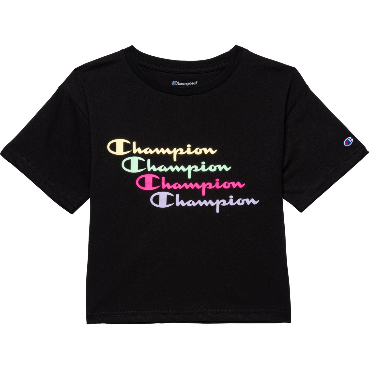 Champion Big Girls Stack Script Boxy Shirt - Short Sleeve